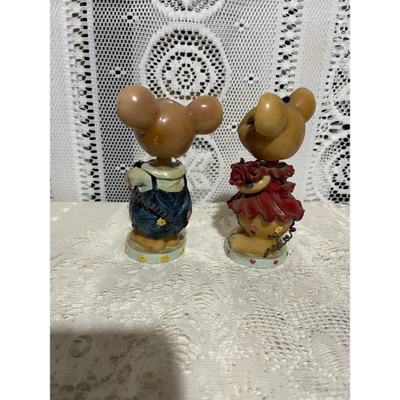 Bobblehead Mouse Figurine Boy And Girl Resin 5.6" Tall - Picture 4 of 10
